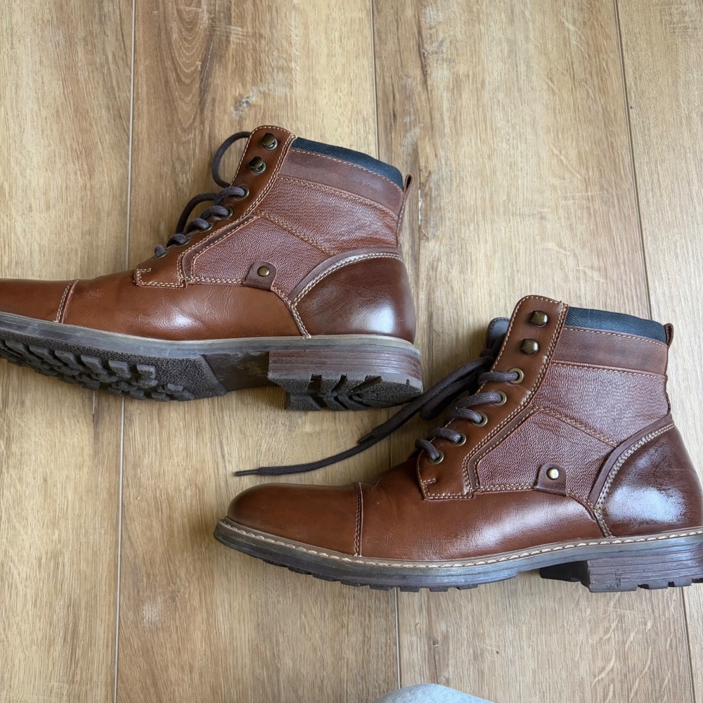 Sonoma Goods for Life Graham Cognac Brown Cap Toe Lace Up Boots Mens 10.5 - Picture 3 of 6